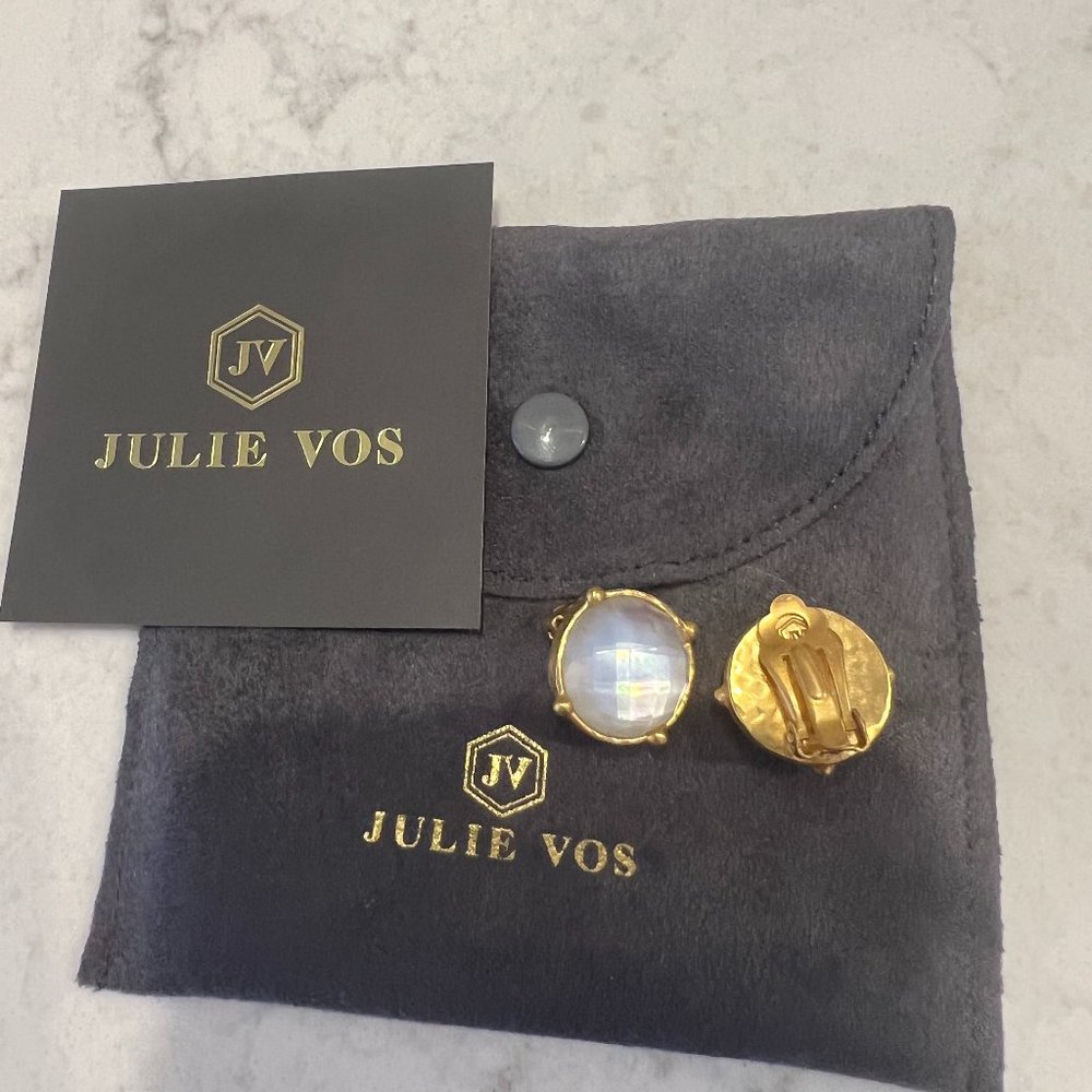 Julie Vos Iridescent Crystal Clip-On Earrings